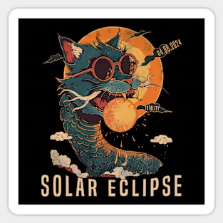 Solar Eclipse 4.08.2024 Funny Dragon Cat Sunglasses Totality Sticker